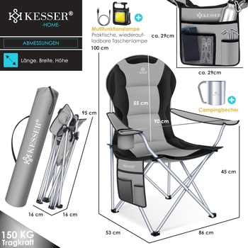 Metall Klappstuhl Gepolstert - Bequemer Faltstuhl Bis 150kg Für Garten & Camping