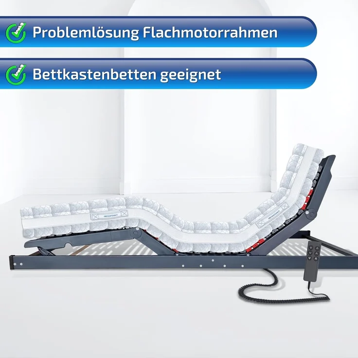 Lattenrost mit Motor Terra Med Ultra Flachmotor Lattenrost (Bettkastengeeignet), Matratzen Perfekt, Kopfteil und Fußteil elektrisch, kein Raumbedarf unterhalb des Rahmens, mit Härteverstellung, 90x200 cm – Bild 2