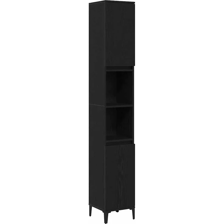 vidaXL Badezimmermöbel-Set Wandmontiert 3 pcs Schwarz Eichen-Optik 3333089 – Bild 4
