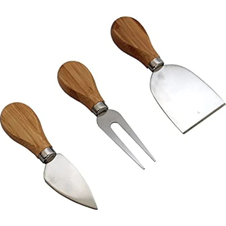 Schneidebrett Excellent Houseware aus Holz zum Servieren mit Messer für Käse 38x18 cm – Bild 7