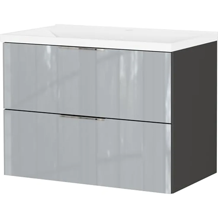 Germania Waschtisch inkl. Becken 9085-587 GW-CELANO, mit Zwei Schubladen, in Graphit/Silbergrau, 81 x 61 x 46 cm (BxHxT)