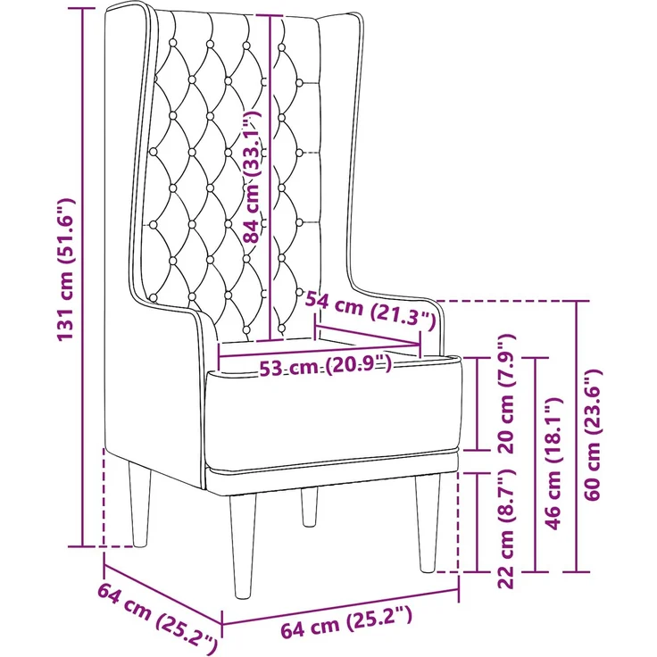 vidaXL Hochlehner Türkis Samt 42042501 – Bild 10