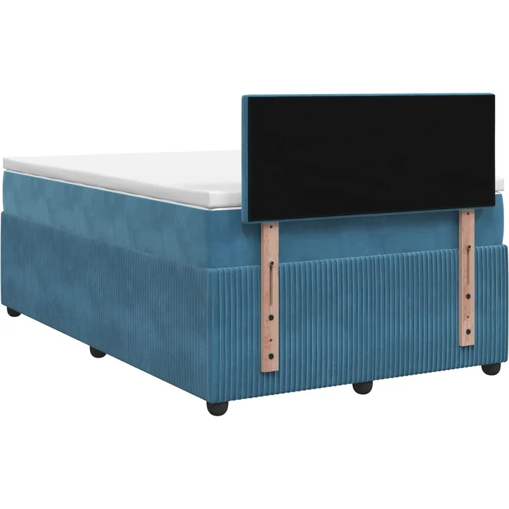 vidaXL Boxspringbett mit Matratze Dunkelblau 120 x 200 cm Samt 3451653 – Bild 8