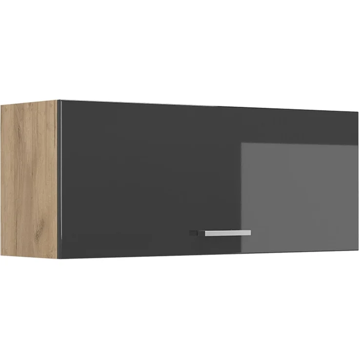 Hängeschrank R-Line Anthrazit Hochglanz/Goldkraft Eiche 100 cm Flach Vicco – Bild 1