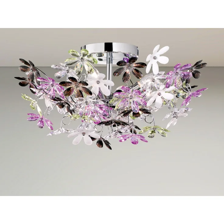 Verspielte LED Deckenleuchte im floralen Design, Chrom Multicolor Ø 51cm