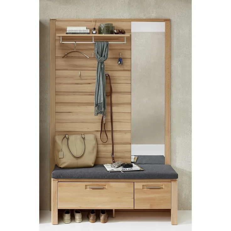 Garderoben-Set >Nature One< (2-teilig) in Kernbuche - 120x205x40 (BxHxT)