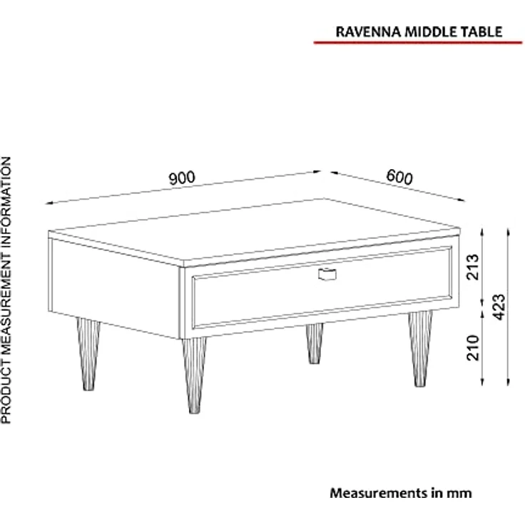 WELL HOME MOBILIARIO & DECORACIÓN Couchtisch für Wohnzimmer, 90x60x42,3 – Bild 4
