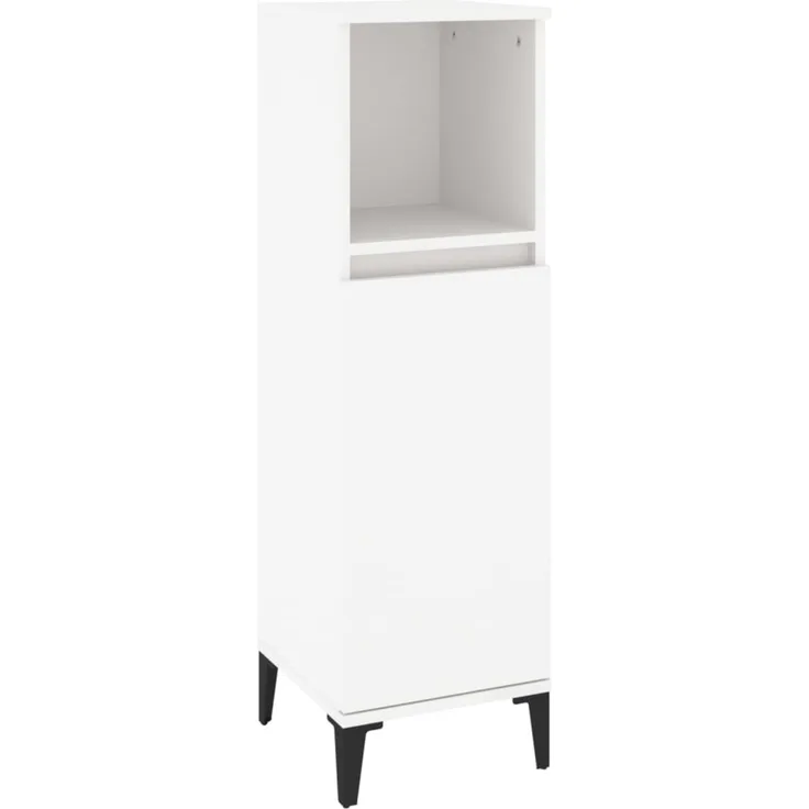 Badschrank, Badezimmerschrank Weiß 30x30x100 cm Holzwerkstoff