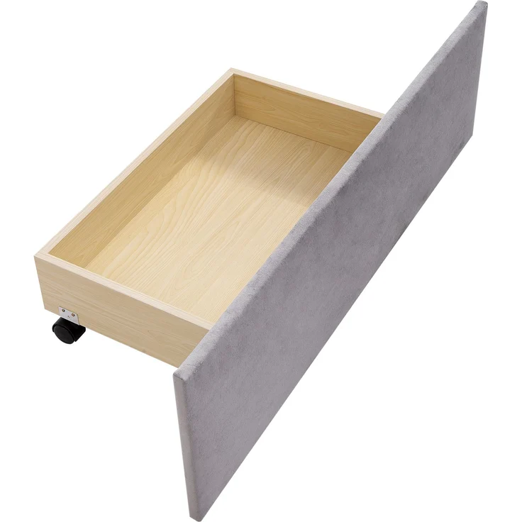 Polsterbett mit Stauraumschublade, Samtstoff, modernes Kinder- & Gästebett, robustes Lattenrost,Grau – Bild 9