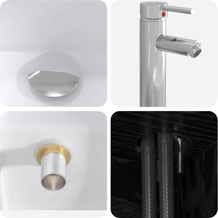 vidaXL Badezimmerschrank-Set 2 stk. Schwarz Eichen-Optik 3403961 – Bild 7