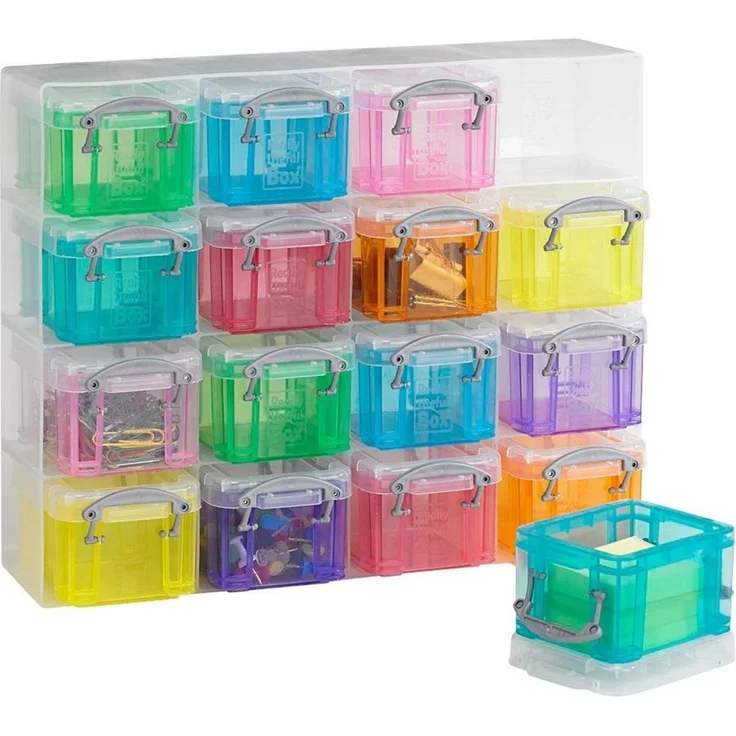 REALLYUSEFULBOX Aufbewahrungsbox 16 Aufbewahrungsboxen 0,14l - transparent/bunt – Bild 1