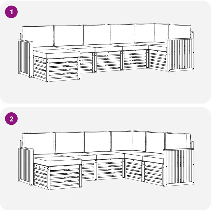 vidaXL Outdoor-Sofagarnitur 7 stk. 6-Sitzer Natur und Creme 3375165 – Bild 7