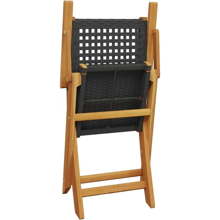 vidaXL Gartenstühle 4 Stk. Klappbar Schwarz Poly Rattan & Massivholz 3214556 – Bild 6