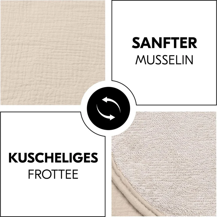 Hauck Topper und Handtuch für Wickelauflage, Atmungsaktives Musselin und Frottee Stoff, Waschbar bei 60° C, für Junge und Mädchen, geeignet für hauck Change N Clean Baby Wickelunterlauge (Beige) – Bild 4
