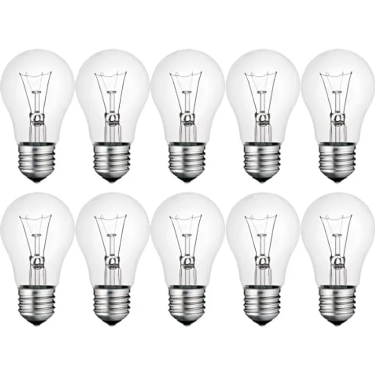 NCC-Licht 10 Stück E27 Birnenlampe 25W warmweiß dimmbar, klare Glaskörper, 230V
