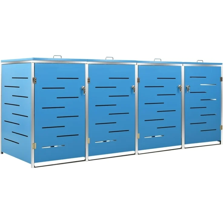vidaXL Mülltonnenbox für 4 Tonnen 276,5x77,5x112,5 cm Edelstahl 149569 – Bild 2