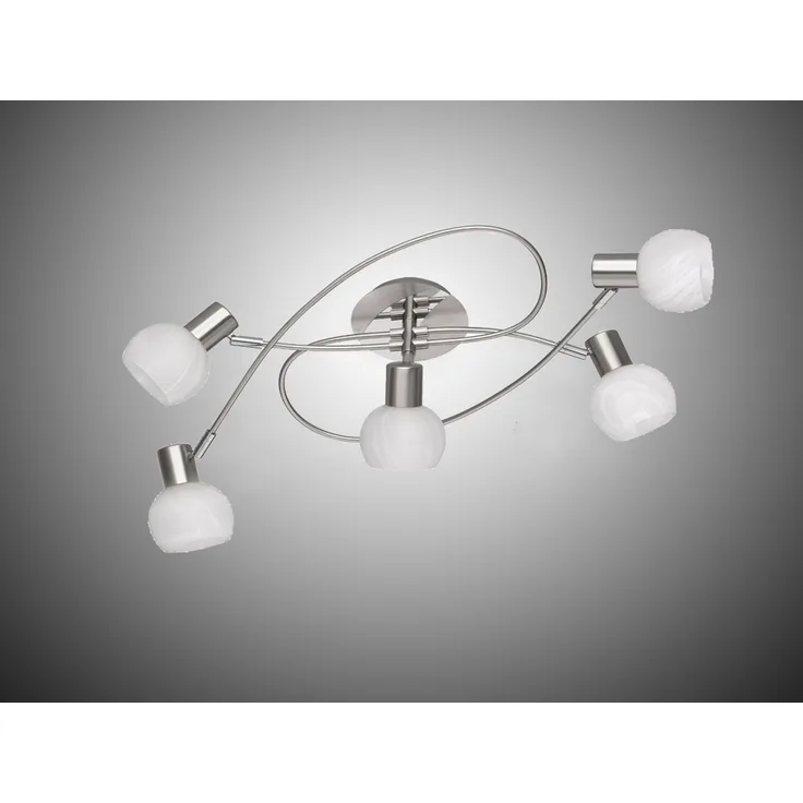Deckenstrahler ANTIBES 5-flammig Silber Chrom & Glas Alabaster, Breite 64,4cm