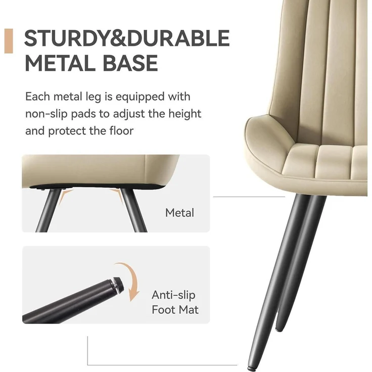 Esszimmerstuhl Polsterstuhl Sitzkissen Metallbeine 4er Set Beige – Bild 6