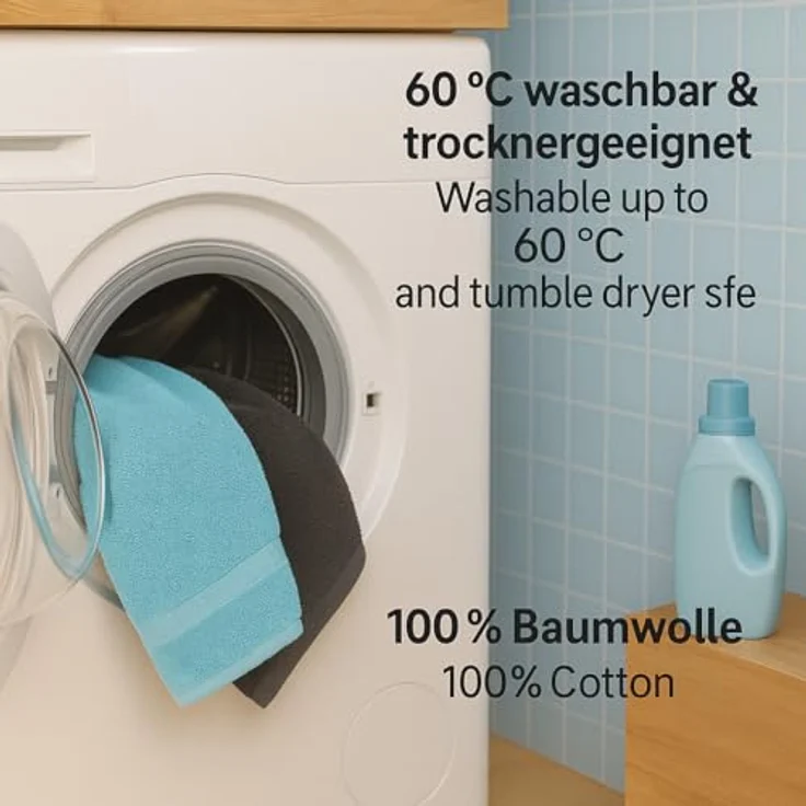 Betz Handtücher 6 Stück Handtücher Palermo 50x100 cm Farbe anthrazit und türkis, 100% Baumwolle – Bild 8