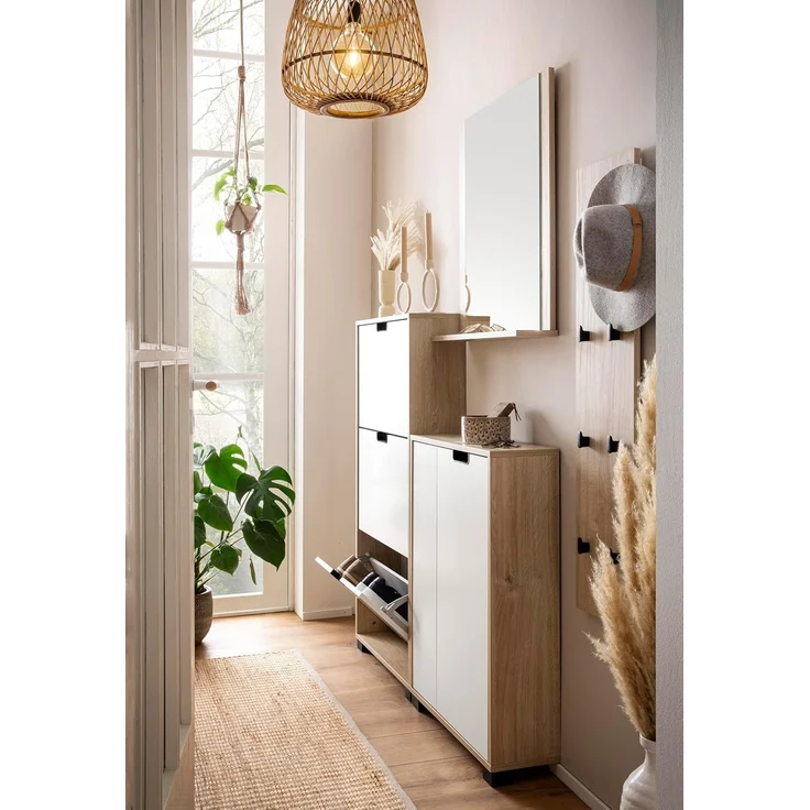 Schildmeyer Hakenpaneel Emmik 159441, weiß Eiche Dekor, 24,5 x 2,6 x 109 cm – Bild 4