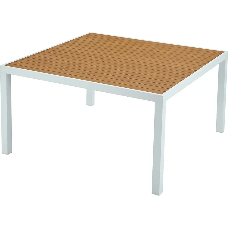Vente-unique - Garten-Esstisch quadratisch - Aluminium - 140 cm - Holzfarben hell & Weiß - MACILA von MYLIA