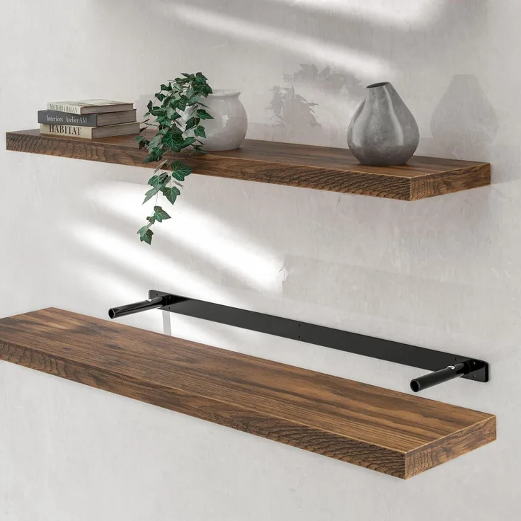 Casaria Wandboard, Dunkle Eiche Hängeregal mit Halterung 15kg Tragkraft Wohnzimmer 110cm