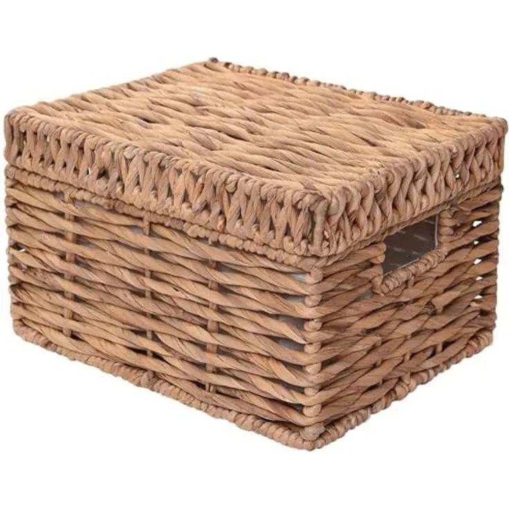 VIVANNO Regalkorb Wasserhyazinthe KIRA, Natur Geflochten 34x27x26 cm