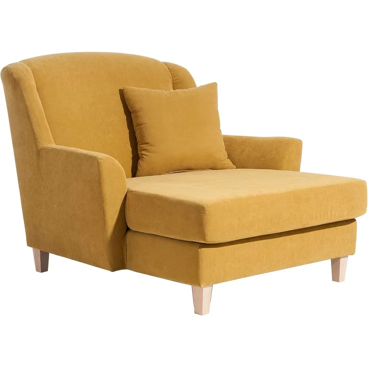Judith Big Sessel Veloursstoff Mais Buche Natur 1 Zierkissen