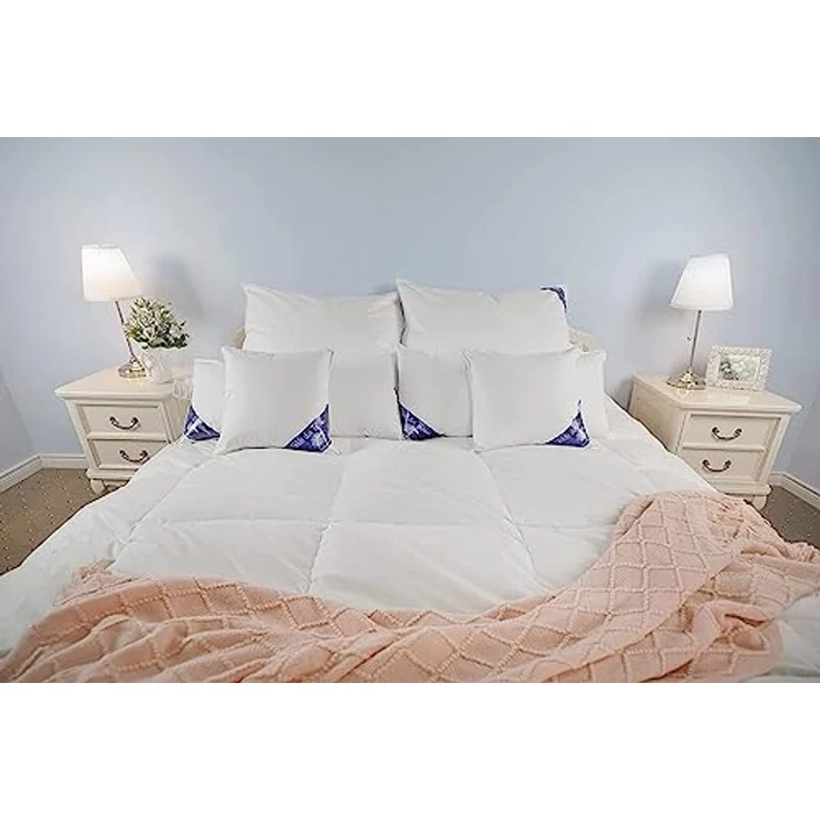 Welt der Träume 3-Kammer-Kopfkissen 2 Stück 80 x 80 cm Daunenkissen Füllung 1600 Gr. oder 1400, Füllung: Federn und Daunen, Bezug: 100% Baumwolle, Rückenschläfer, Bauchschläfer, Seitenschläfer, Set, 2 Stück, 100% Naturprodukt, Allergiker geeignet, Herg... – Bild 3