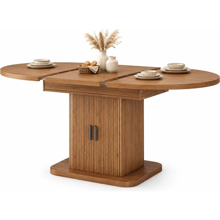 Esstisch ausziehbar, B 110–149,8 x T 110 x H 75 cm, MDF in Nussbaumoptik mit Stauraum – Bild 7