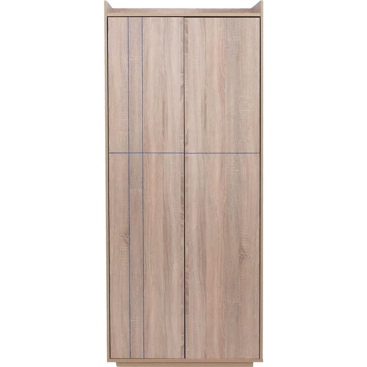 Schrank HWC-P44, Kleiderschrank Garderobenschrank 2 Türen Push-to-open, MDF 184x80x40cm ~ Sonoma-Eiche-Optik – Bild 7