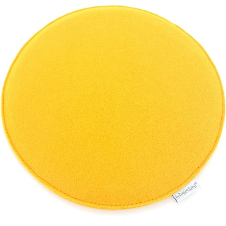 heimtexland ® Sitzkissen Set Filz Stuhlkissen Stuhlauflage Filzkissen Stuhl Polster Kissen Typ631 2er Set 35 cm Rund Senfgelb – Bild 1