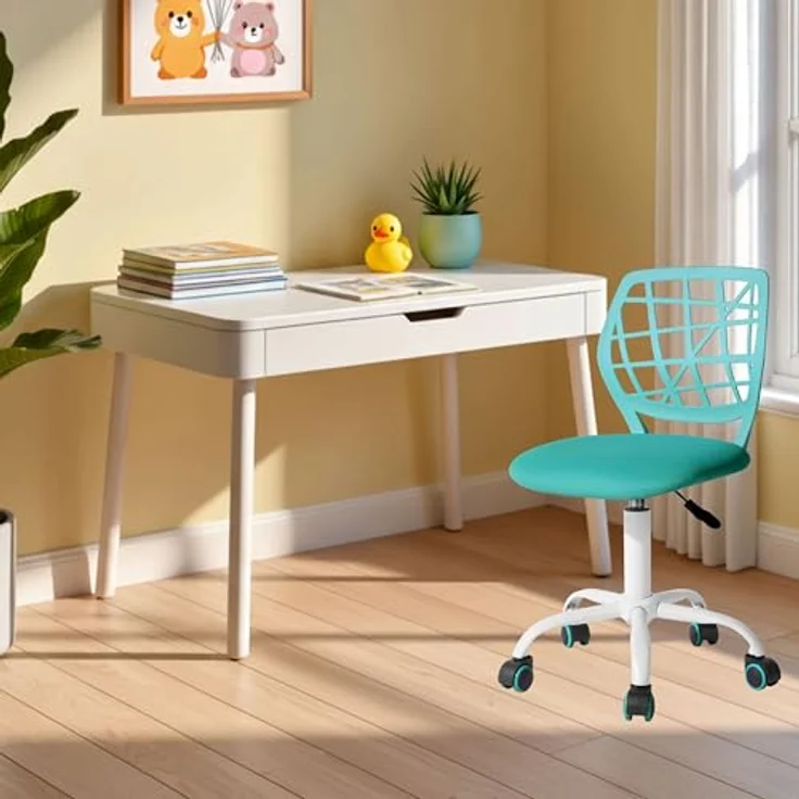FurnitureR Kinderstuhl höhenverstellbar für Schreibtisch, ergonomischer bunter Jugendstuhl mit Rückenlehne & Armlehnen, Drehstuhl mit 5 Rollen, für Kinder 3–10 Jahre, bis 100 kg belastbar – Bild 2
