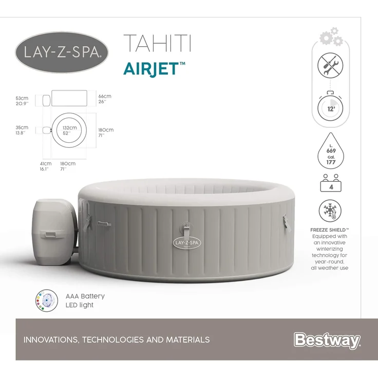 LAY-Z-SPA® Whirlpool 'Tahiti AirJet™', Ø 180 x 66 cm, rund – Bild 34