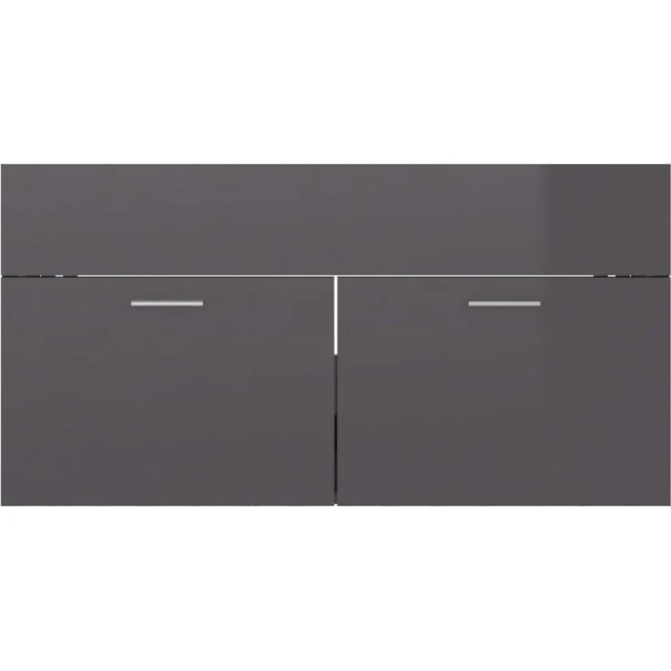 Waschbeckenunterschrank, Badschrank Hochglanz-Grau 90 x 38,5 x 46 cm de7665 – Bild 5