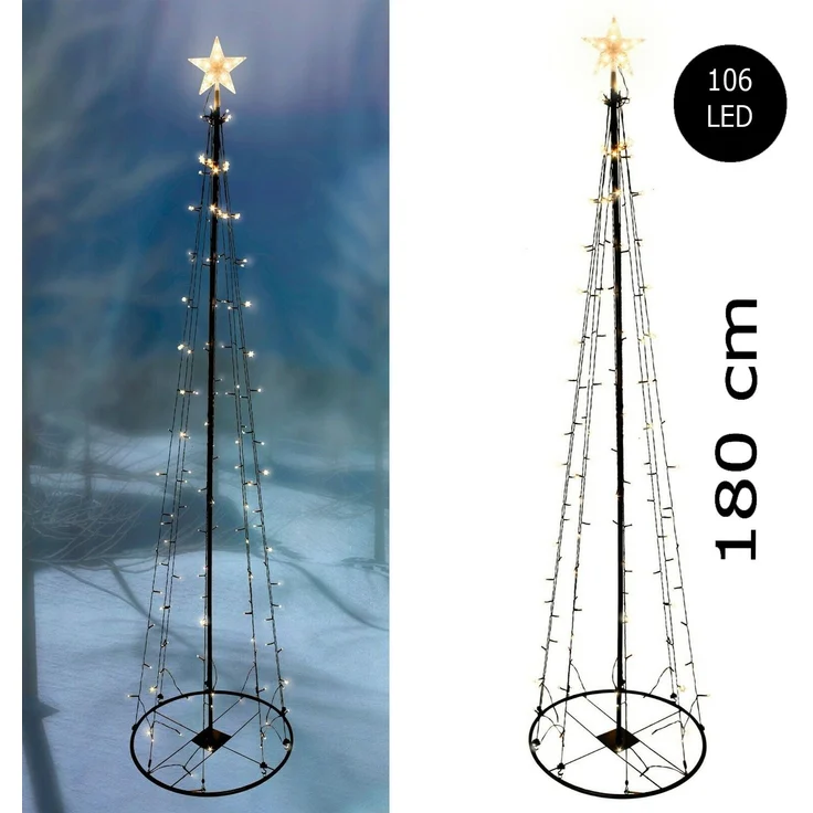 180 cm LED Lichterbaum mit Stern 8 Funktionen Dekobaum Leuchtbaum Outdoor Indoor – Bild 2