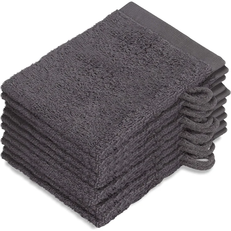 NatureMark NM-HT0833 Frottier Waschhandschuhe, 10-er Pack, 15x21 cm, 100% Baumwolle, Graphit