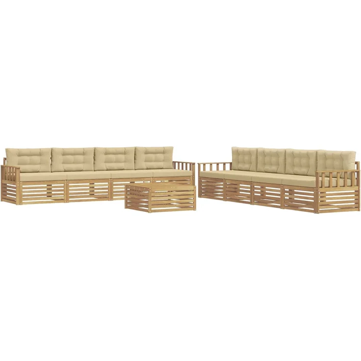 vidaXL Outdoor-Sofagarnitur 9 stk. 8-Sitzer Weiß und Beige Polyester 3390238 – Bild 2
