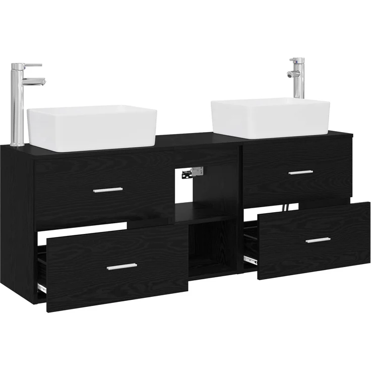 vidaXL Badezimmerschrank-Set 3 stk. Schwarz 136 x 35 x 80 cm 3405852 – Bild 4