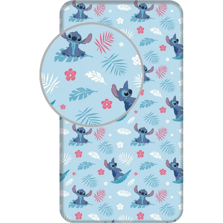 Lilo & Stitch Bettlaken 90x200 cm – Atmungsaktives Spannbetttuch aus Baumwolle