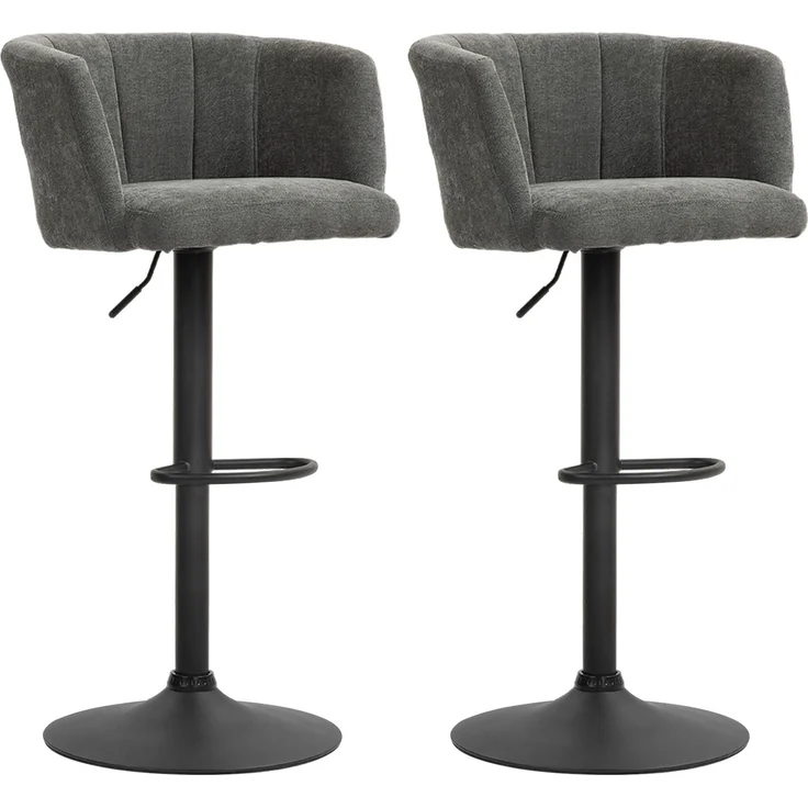 Barhocker 2er-Set, Schalenrücken, höhenverstellbar, Fußstütze, für Küche oder Esszimmer, Metallbasis, Dunkelgrau--Dunkelgrau--110x53x59cm--YOUDENOVA – Bild 2