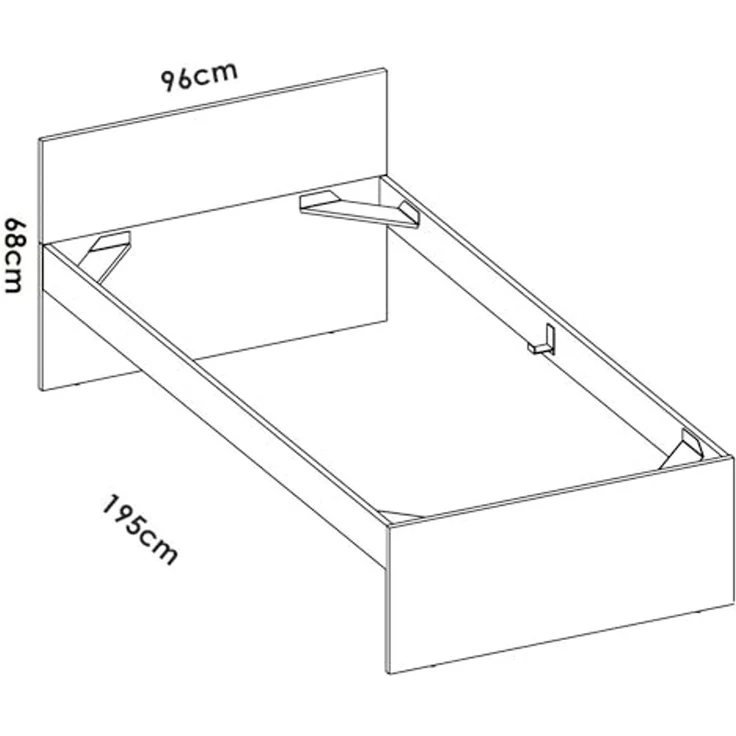Dmora - Einzelbett Castellaro, Struktur des Lagerbetts, Sommier mit Abdeckung, Bettrahmen aus Stoff, 96x195 h67 cm, Weiß – Bild 2