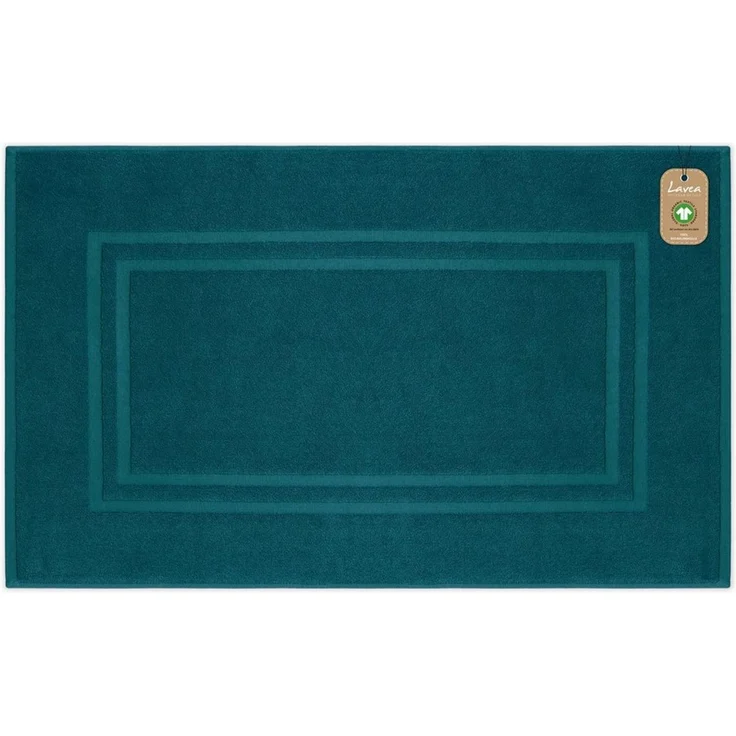 Lavea Badematte Bali, Höhe 3 mm, rutschhemmend, beidseitig nutzbar, strapazierfähig, fußbodenheizungsgeeignet, waschbar, schnell trocknend, Bio-Baumwolle, rechteckig, hochwertiger und nachhaltiger Premium Duschvorleger – saugstarke Faser