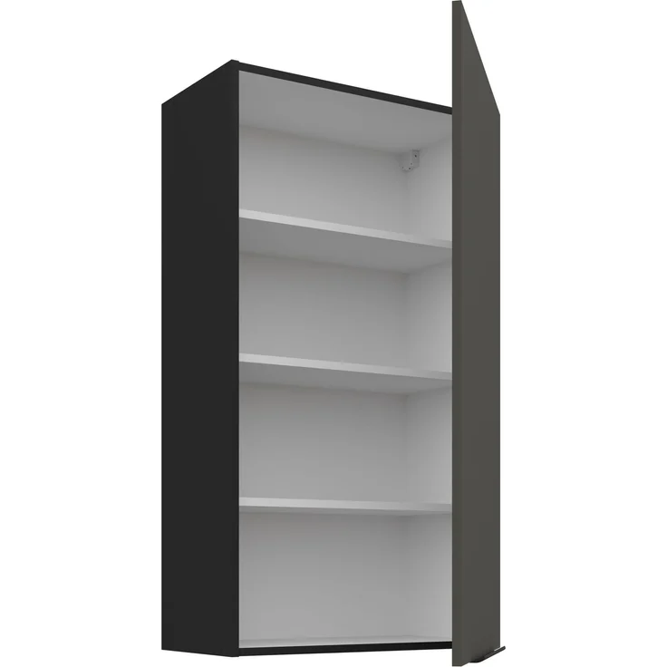 Küchen Hängeschrank 60 cm - Höhe 90 cm ARIA Graphite ultra matt + Schwarz matt, hochwertige Fronten mit Anti Fingerprint Beschichtung Küchenzeile Küchenblock – Bild 3