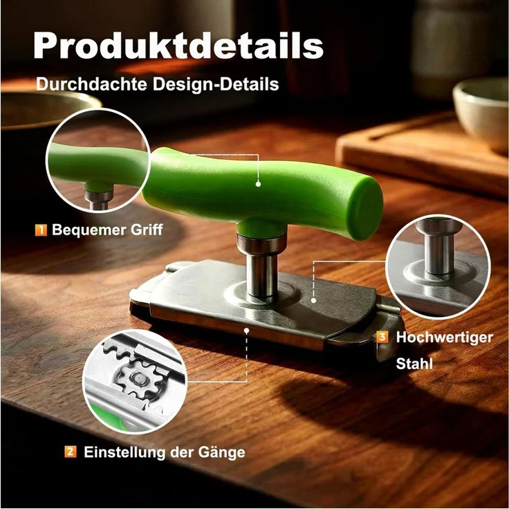 Diwzbyn Dosenöffner Flaschenöffner & Glasöffner Edelstahl – Verstellbarer Deckelöffner, für Schraubgläser, Dosen & Flaschen, Manuell, Rutschfest – Bild 2
