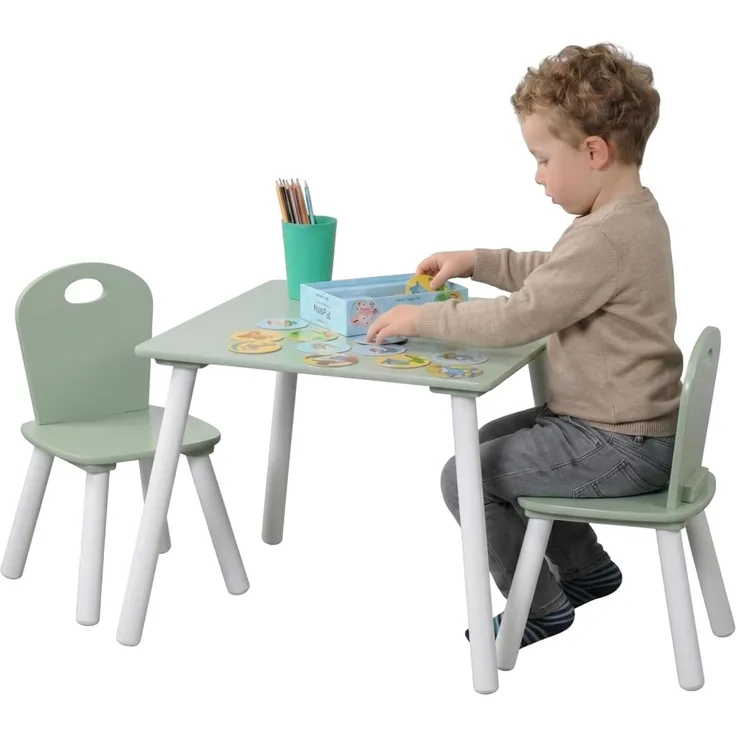 Kesper Kindertisch mit 2 Stühlen, Faserplatte mint / weiß