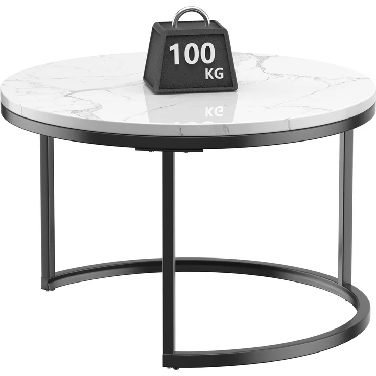 Nesting-Couchtisch 70x70x45 cm – 2-teiliges Set in Schwarz & Weiß, platzsparend verstaubar – Bild 8