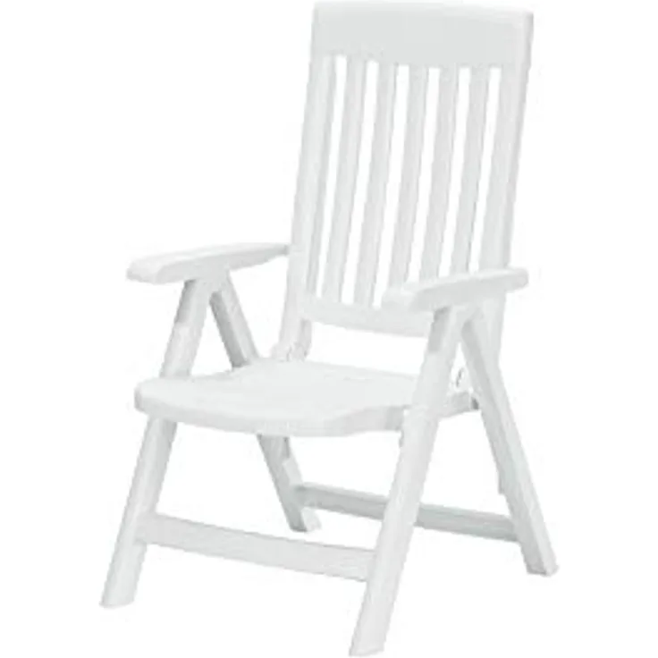 Sieger Palma Klappsessel 4 fach verstellbar, Vollkunststoff Weiß 62 x 105 x 67 cm