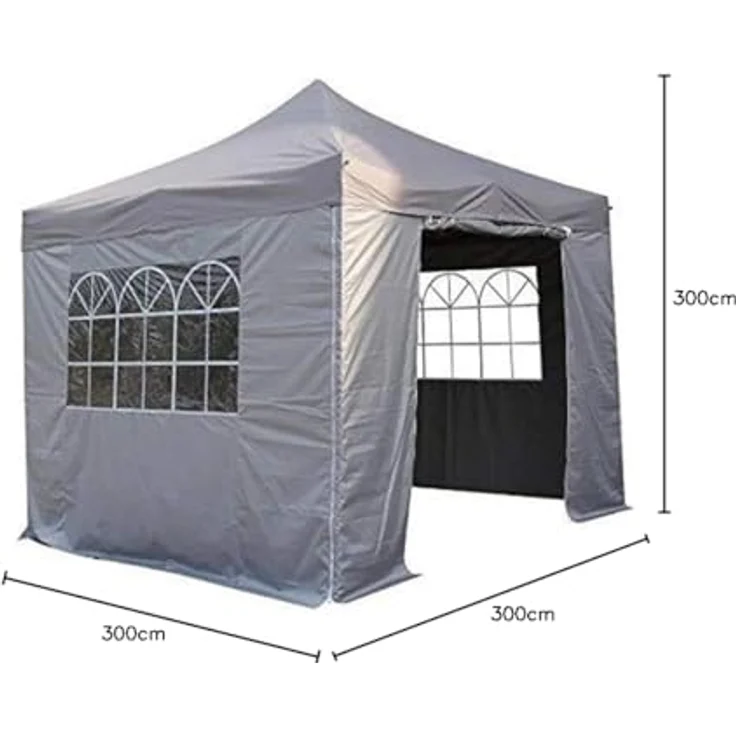 All Seasons Gazebos 3x3 m vollständig wasserdichtes Faltpavillon mit 4 Seitenteilen - Metallisch Grau – Bild 11