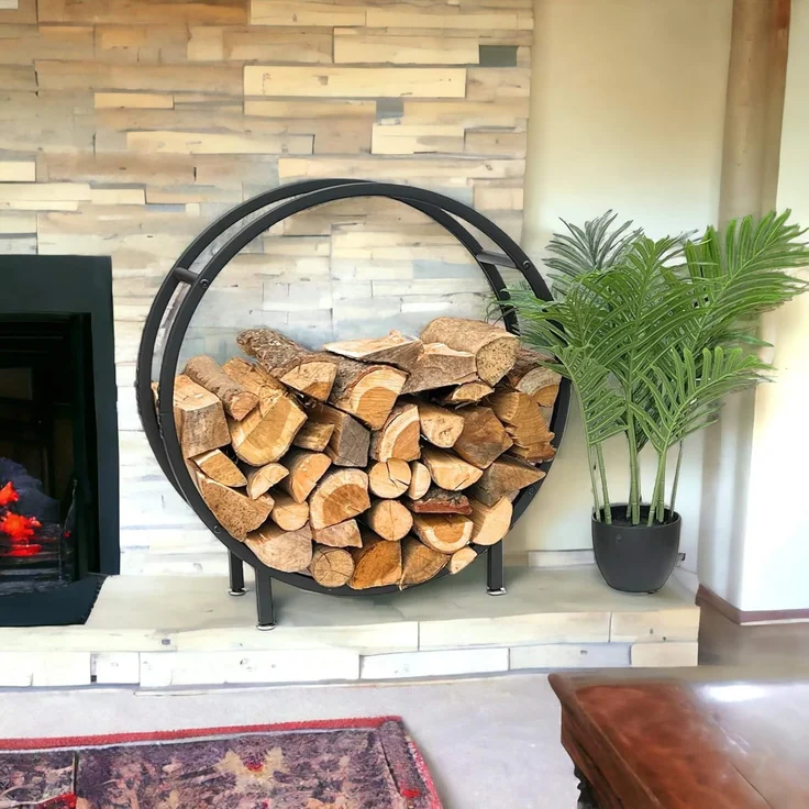 DanDiBo Kaminholzregal Innen Metall Schwarz Stehend Rund 60 cm Kaminholzständer 96468 Kaminholzhalter Brennholzregal Feuerholzregal – Bild 7